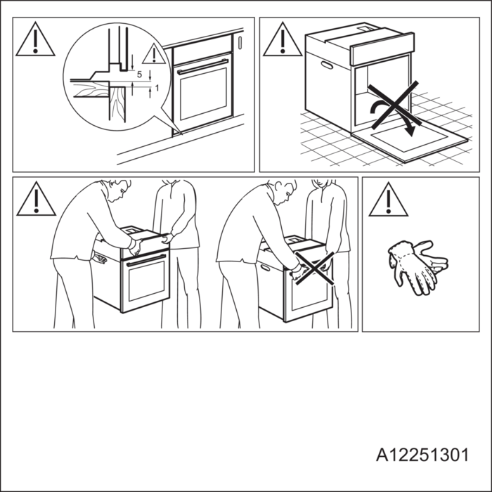 Non tirare il forno per la maniglia e usare i guanti.