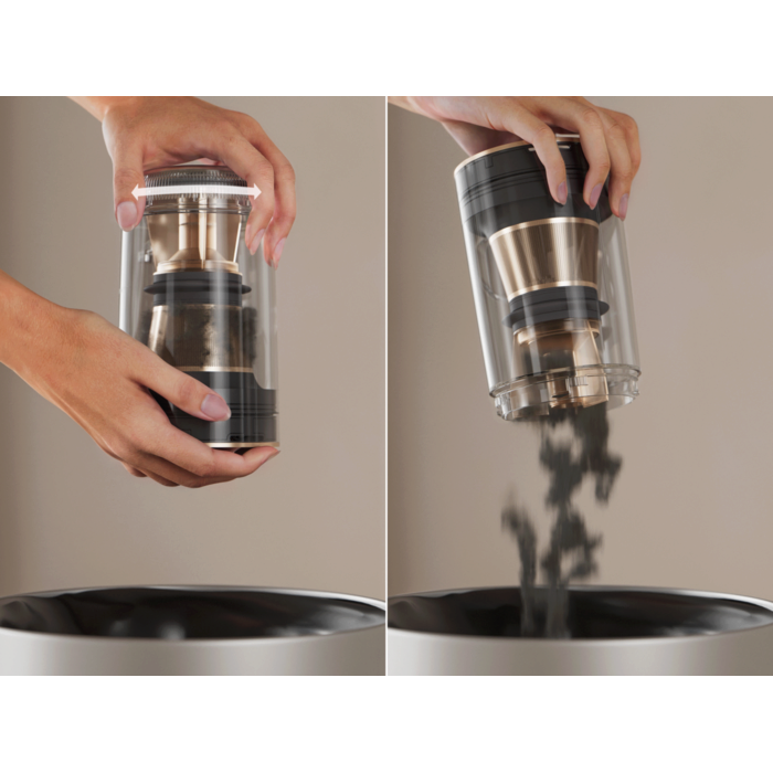 Quick and easy dust disposal – just press, empty, and go