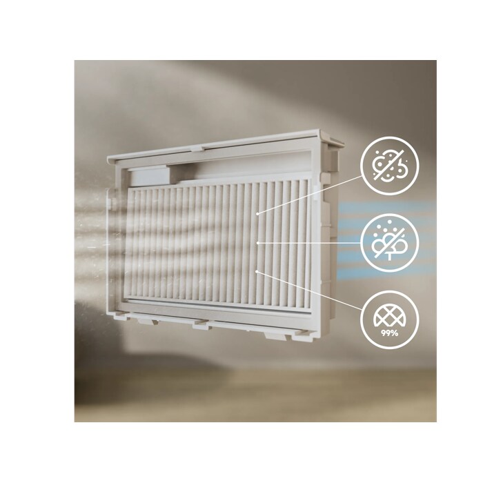 The filters capture up to 99%* fine dust such as pollen and allergens. *Based on external test according to ISO16890-2016:initial fractional efficiency on particle size above 1.0 microns. ​