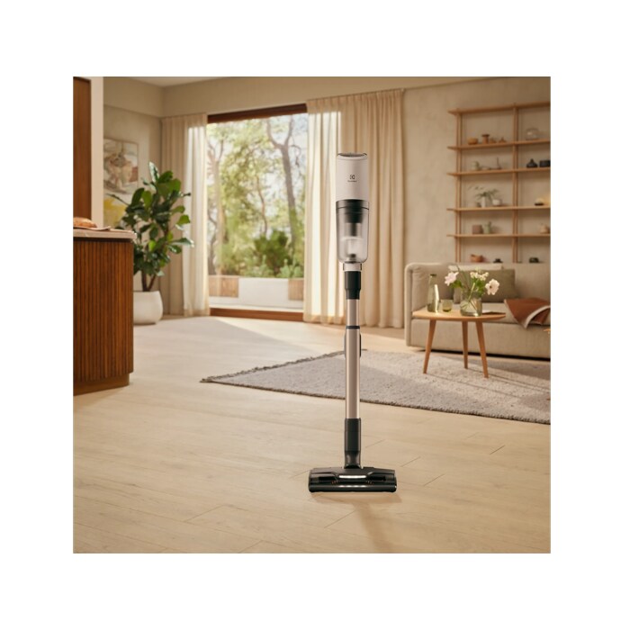 Vacuum cleaner in use in a home environment