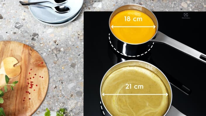 Hob with Infinite self-sizing cooking zones